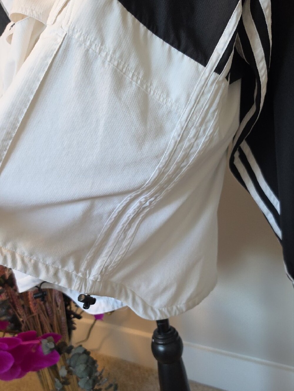 Adidas Black and White Hooded Pullover Windbreaker - Picture 7 of 9
